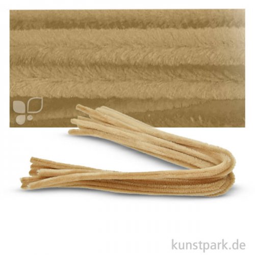 Pfeifenputzer Chenilledraht, 10 Stück, Einzelfarbe 50 cm | Hellbraun
