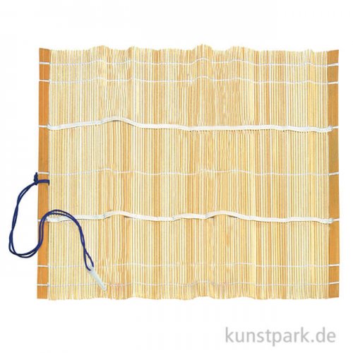 Pinselmatte aus Bambus natur mit Gummiband, ca. 28 x 28 cm