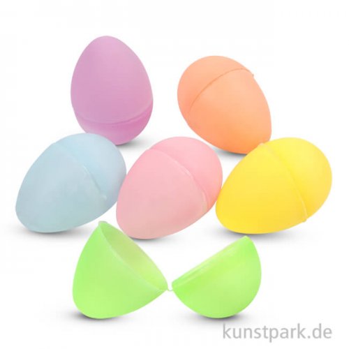 Plastikeier zum Befüllen, 6 cm, 12 Stück in Pastellfarben