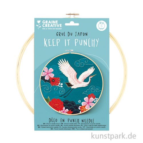 Punch Needle Stickset - Japanischer Kranich, 25 cm