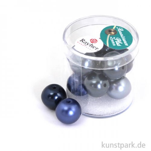 Renaissance Glaswachsperlen MIX - 14 mm - 12 Stück Dose | Blau