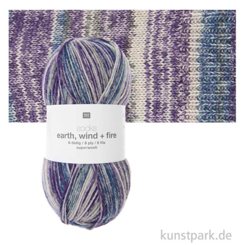 Rico Sockenwolle - Earth Wind Fire 4-fädig, 100g, 400m Farbe | Sky