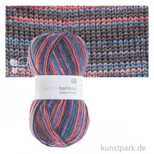 Rico Sockenwolle - Superba Bamboo 4-fädig, 100g, 420m Farbe | Petrol-Beere