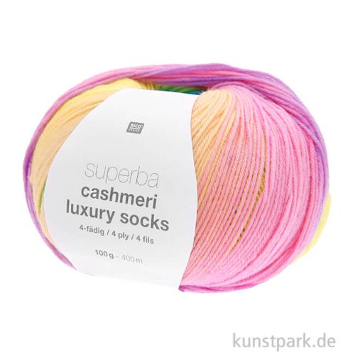 Rico Sockenwolle - Superba Cashmeri Luxury Socks 4-fädig, 100g, 400m Farbe | Rainbow