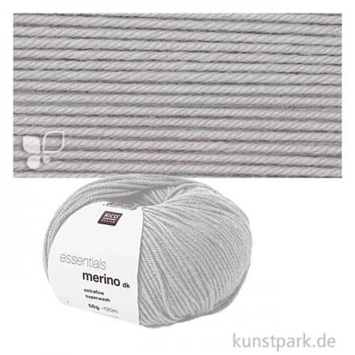 Rico Wolle - Essentials Merino dk, 100% Wolle, 50g, 120m Farbe | Silbergrau