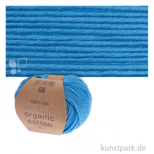 Rico Wolle - Essentials Organic Cotton aran, 100% Baumwolle, 50g, 90m Farbe | Himmelblau