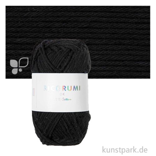 Ricorumi Garn für Amigurumi, dk, 100% Baumwolle, 25g Farbe | Schwarz