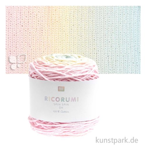 Ricorumi Garn - Spin Spin dk, 100% Baumwolle, 50g, 115m Farbe | Pastel Rainbow