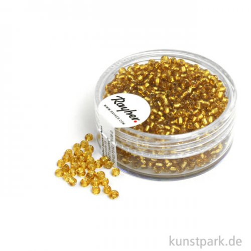 Rocailles mit Silbereinzug - 2 mm - 17 g Dose | Gold