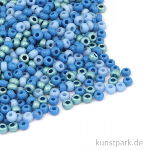 Rocailles Perlmutt Blau Mix - 2,6 mm, 17g Dose