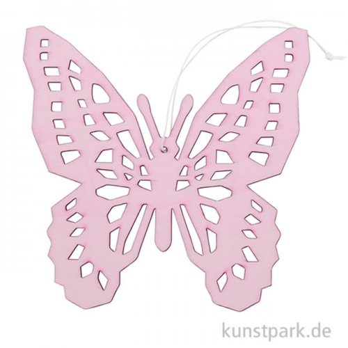 Rosé Schmetterling aus Holz mit Hänger, Länge 15 cm