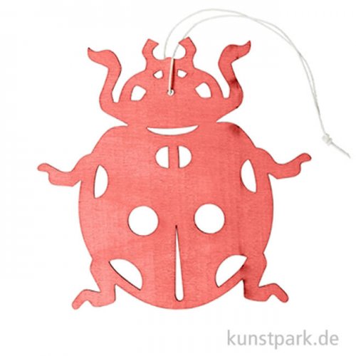 Roter Marienkäfer aus Holz mit Hänger, Länge 12 cm