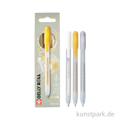 Sakura Gelly Roll 3er Set, Retractable, Gold-Silber-Weiß