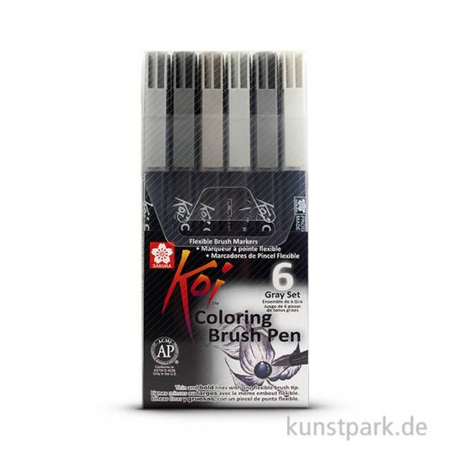 Sakura Koi Coloring Brush Pen Set - 6 Grautöne