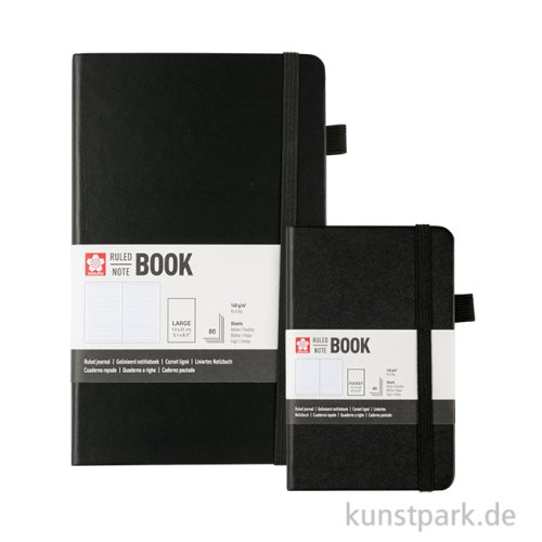 Sakura Notizbuch, Liniert, Schwarz