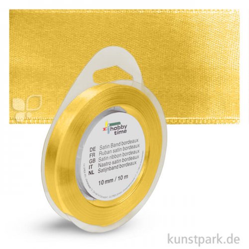 Satinband - 10 mm Breite - 10 m Länge Einzelfarbe | Gelb