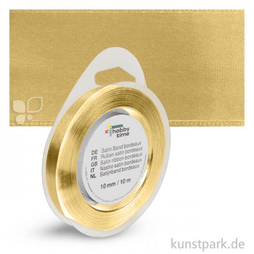 Satinband - 10 mm Breite - 10 m Länge Einzelfarbe | Gold