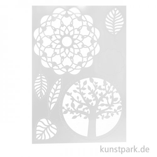 Schablone DIN A4 - Baum Blätter Mandala