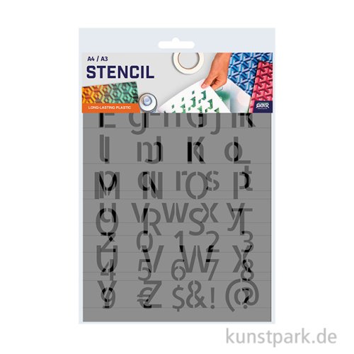 Schablonen - Alphabet Set, Groß + Kleinbuchstaben, Modern, A4