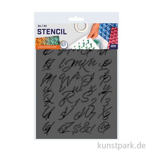 Schablonen - Alphabet Set, Groß + Kleinbuchstaben, Ornamental, A4