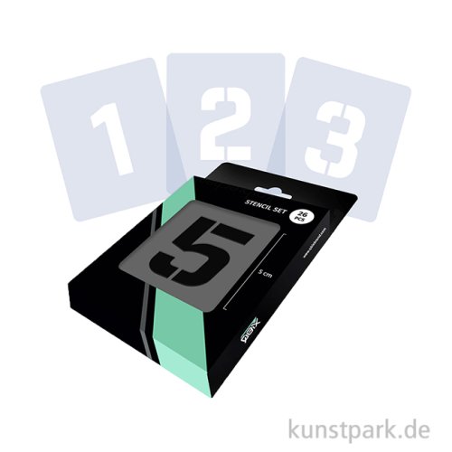 Schablonen - Zahlen + Sonderzeichen Set mit 26 Motiven, Höhe je 5 cm