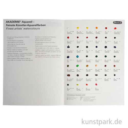 Schmincke AKADEMIE Aquarell Dot Card - Farbkarte mit 40 Farbtönen