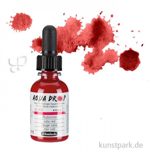 Schmincke AQUA Drop - flüssige Aquarellfarbe, 30 ml Einzelfarbe | Rubinrot