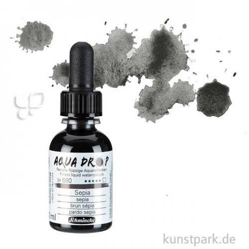 Schmincke AQUA Drop - flüssige Aquarellfarbe, 30 ml Einzelfarbe | Sepia