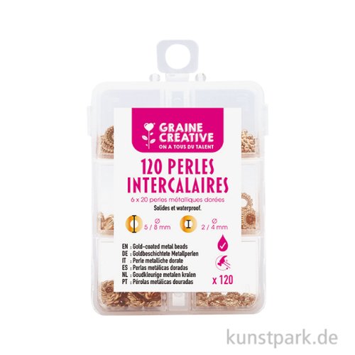 Schmuck Abstandsperlen Mix - 6 x 20 Metallperlen, Gold