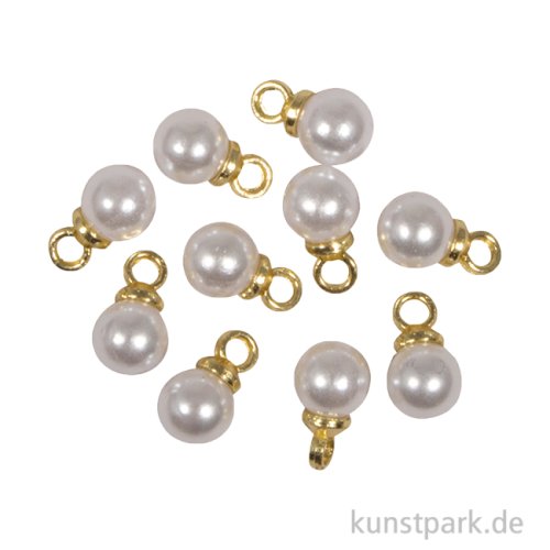 Schmuck Mini-Anhänger Perle, Gold, 5 mm, 10 Stück