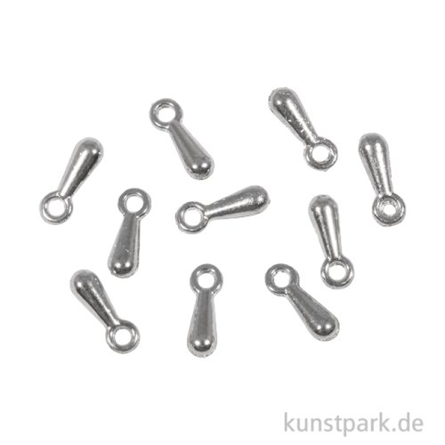 Schmuck Mini-Anhänger Tropfen, Silber, 2,5 x 7 mm, 10 Stück