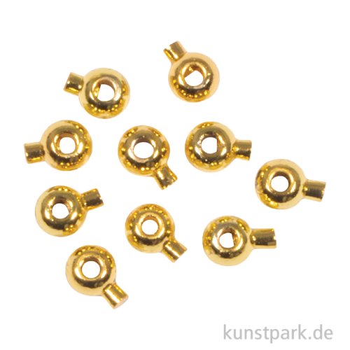 Schmuck Positionierungsperle Rund, Gold, 3,5 x 3 mm, 10 Stück