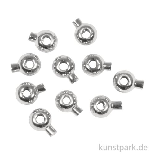 Schmuck Positionierungsperle Rund, Silber, 3,5 x 3 mm, 10 Stück