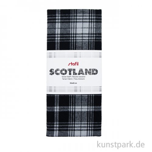 Schottenkaro Tartan Stoff Zuschnitt - 50 x 68 cm Schwarz