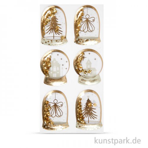Schüttel-Sticker - Engel-Baum,  49x32 - 45x36 mm, 6 Stück - Gold