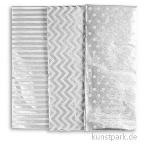 Seidenpapier, 50x70 cm, 17 g, 6 Blatt - Silber Mix