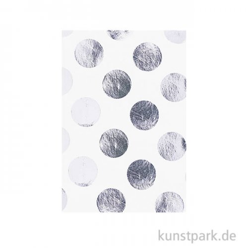 Seidenpapier - Weiß mit Silber Punkte, 4 Stück