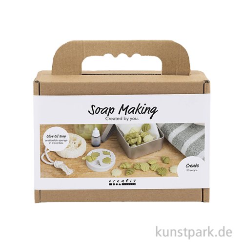 Seifengießen Set - Luffa, Muscheln, Olivgrün