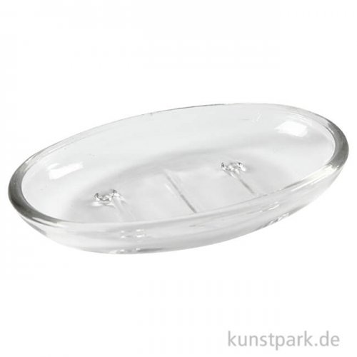 Ovale transparente Seifenschale aus Klarglas