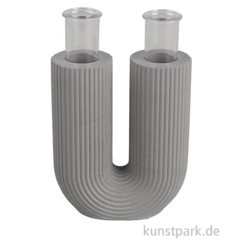 Silikon Gießform - Vase U-Form geriffelt, 8,5 x 3,8 x 10 cm