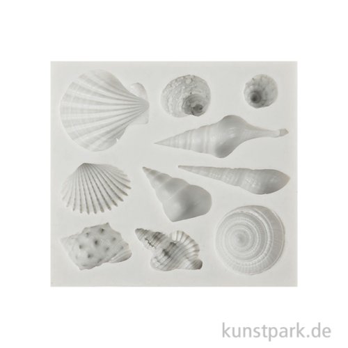 Silikonform, Schneckenmuscheln + Muscheln, 1-2,8 x 1 cm
