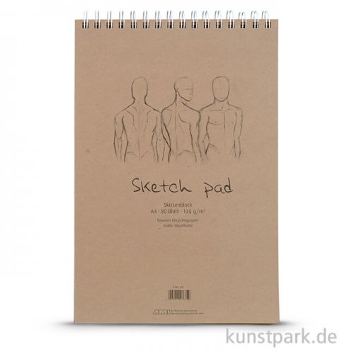 Sketch Pad - Kraftpapier Block, Spiral, 80 Blatt, 135g DIN A4