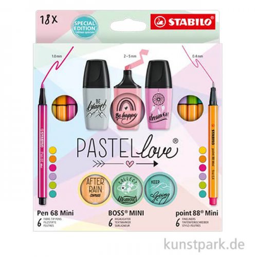 STABILO Pastellove - Mini Fineliner, Filzstifte + Marker, 18er Set