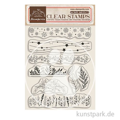 Stamperia Acrylic Stamps - Create Happiness Christmas Borders + Leaves