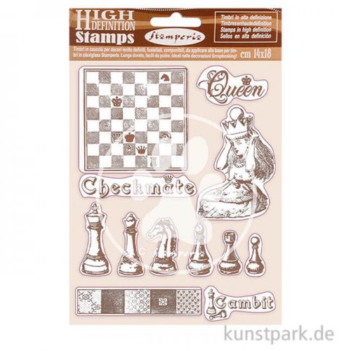 Stamperia Natural Rubber Stamp - Alice Checkmate
