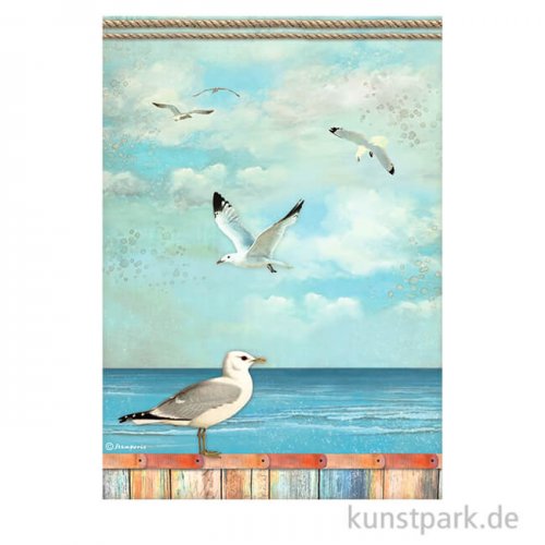 Stamperia Reispapier - Blue Dream Seagulls, DIN A4