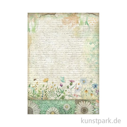 Stamperia Reispapier - Daisy Art Handmade Letter With Flowers, DIN A4