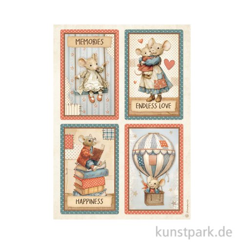 Stamperia Reispapier - Family 4 Cards, DIN A4