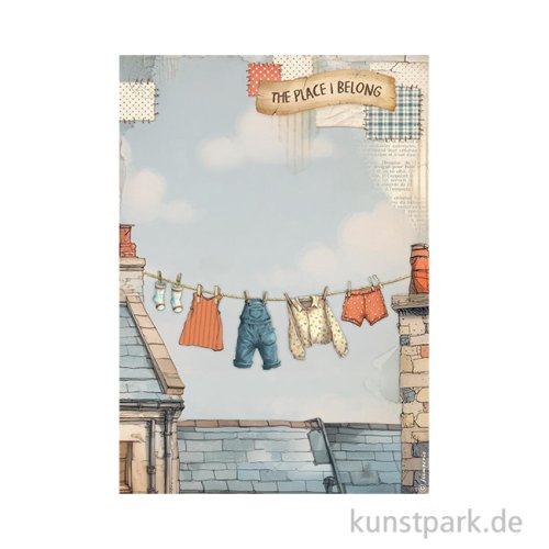 Stamperia Reispapier - Family Fresh Laundry, DIN A4
