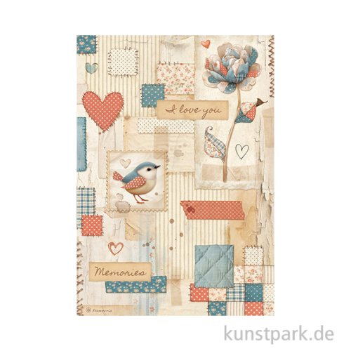 Stamperia Reispapier - Family Patchwork, DIN A4